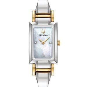 BULOVA - classic diamond two-tone stainless steel bangle bracelet 28x33mm